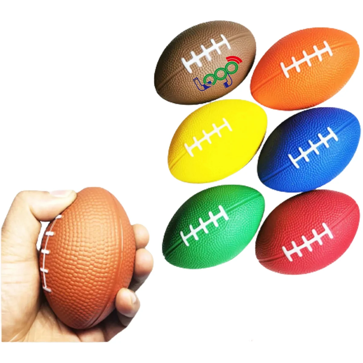3.4"x 2.4" Customize Rugby Ball PU Stress Reliever Toy 1