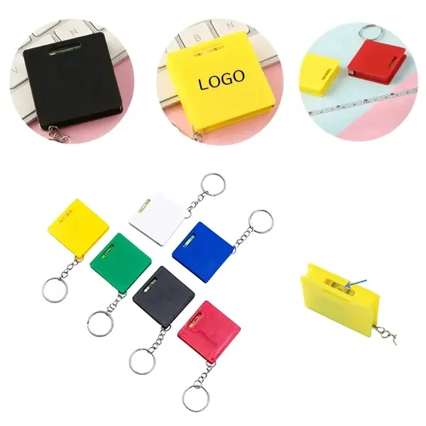 Mini Square Tape Measure Keychain with Horizontal 1
