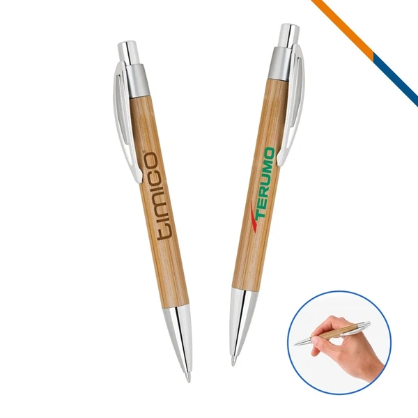 Custom Natural Bamboo Ballpoint Pen Click Action — Corporate Eco-Friendly Gift 1