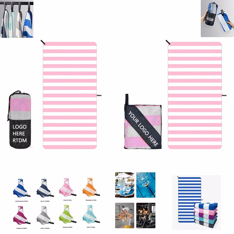 Beach towel with round/square mesh pocket