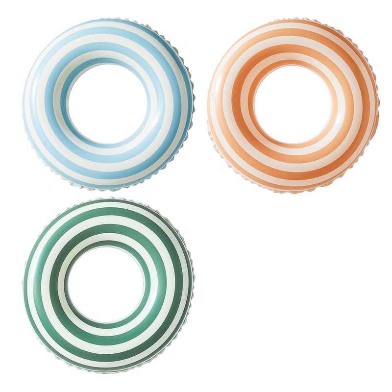 Colored striped inflatable swimming ring