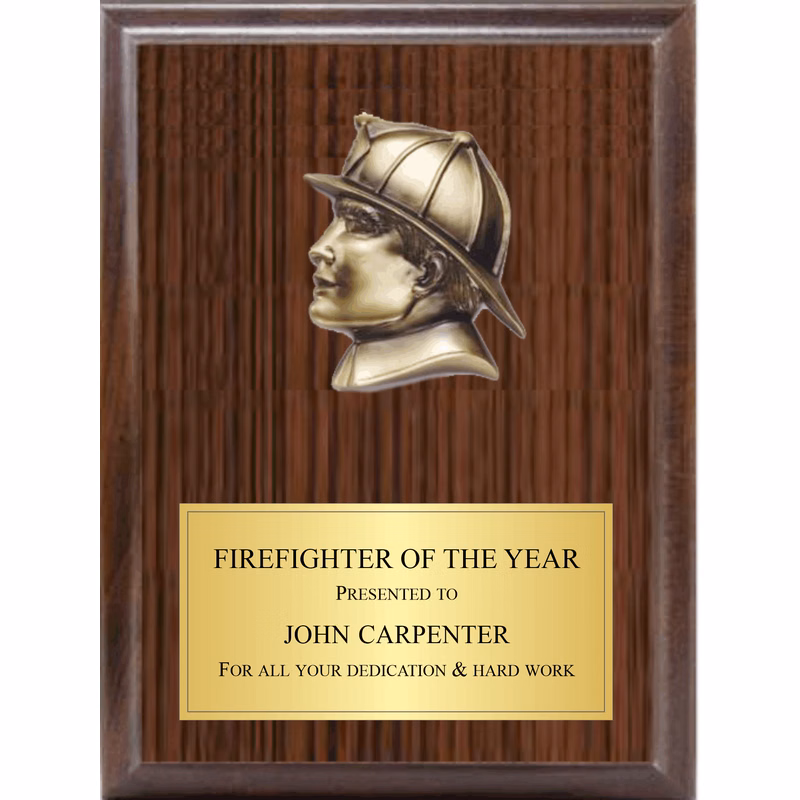 5" Fireman Profile On Plaque
