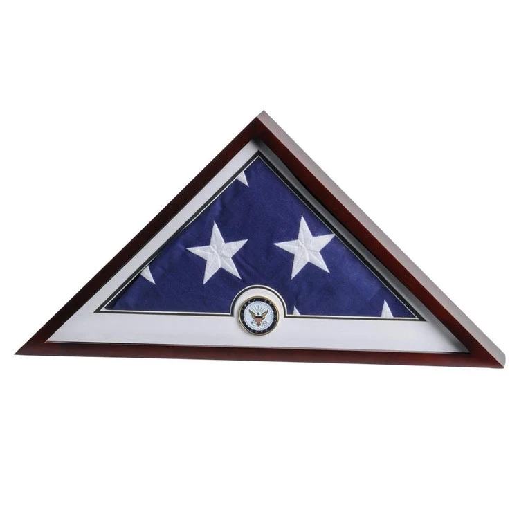 US Flag Display Case with Navy Medallion - Display Case with Flag 1