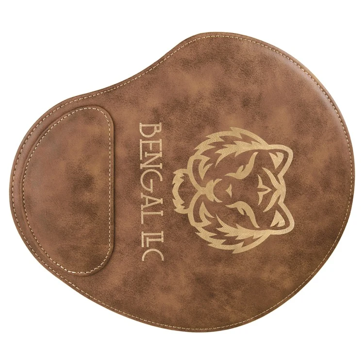 9" x 10 1/4" Rustic/Gold Leatherette Mouse Pad 1