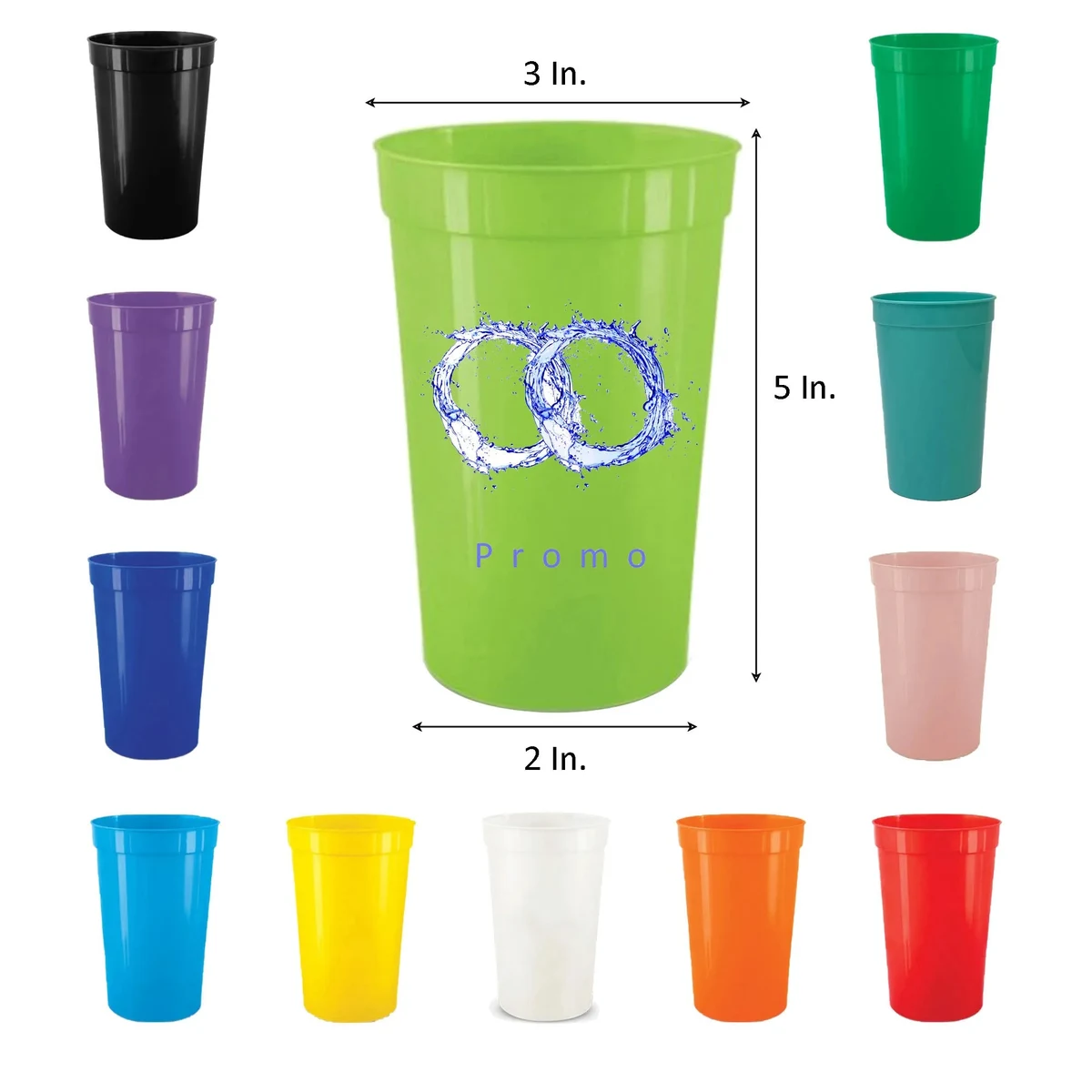 16oz Plastic Stadium Cup 3"L x 2"W x 5"H 1