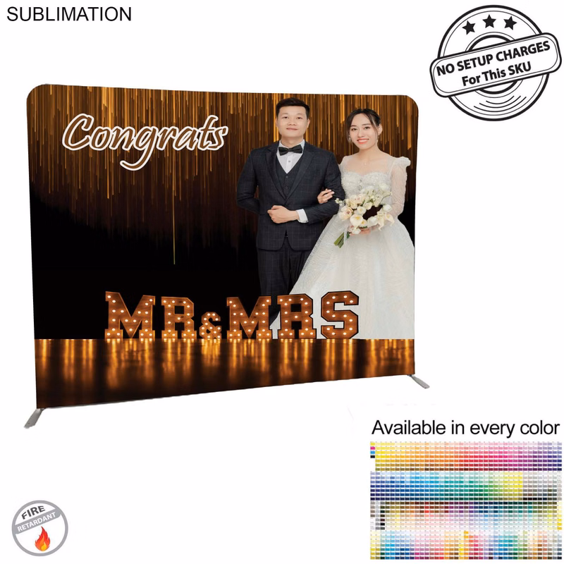 Wedding Photo 8'W x 8'H EuroFit Tension Fabric Straight Wall Display Kit, Double Sided Graphics