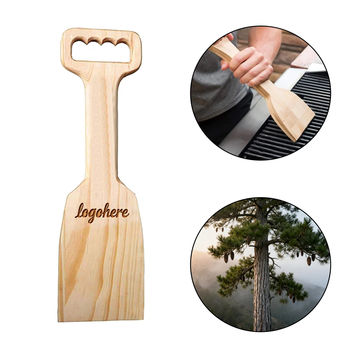 Pine Wood BBQ Scraper Tool 1