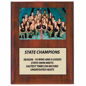 Plaque: 7x9" Cherry Finish, 4x6" Photo cover