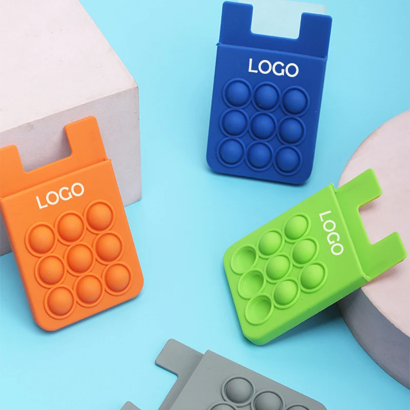 Silicone Popper Stress Reliever Phone Card Holder 1