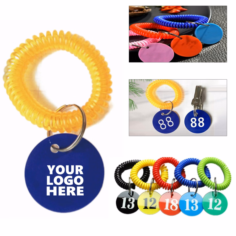Tag-Attached Wrist Coil Keychain
