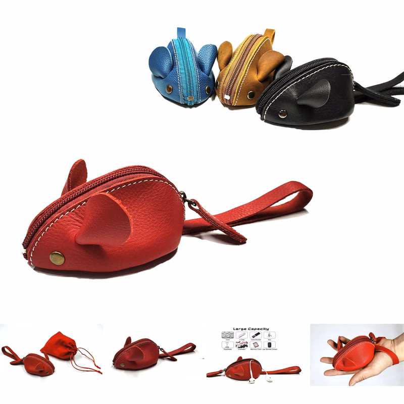 Genuine Leather Mouse Coin Purse
