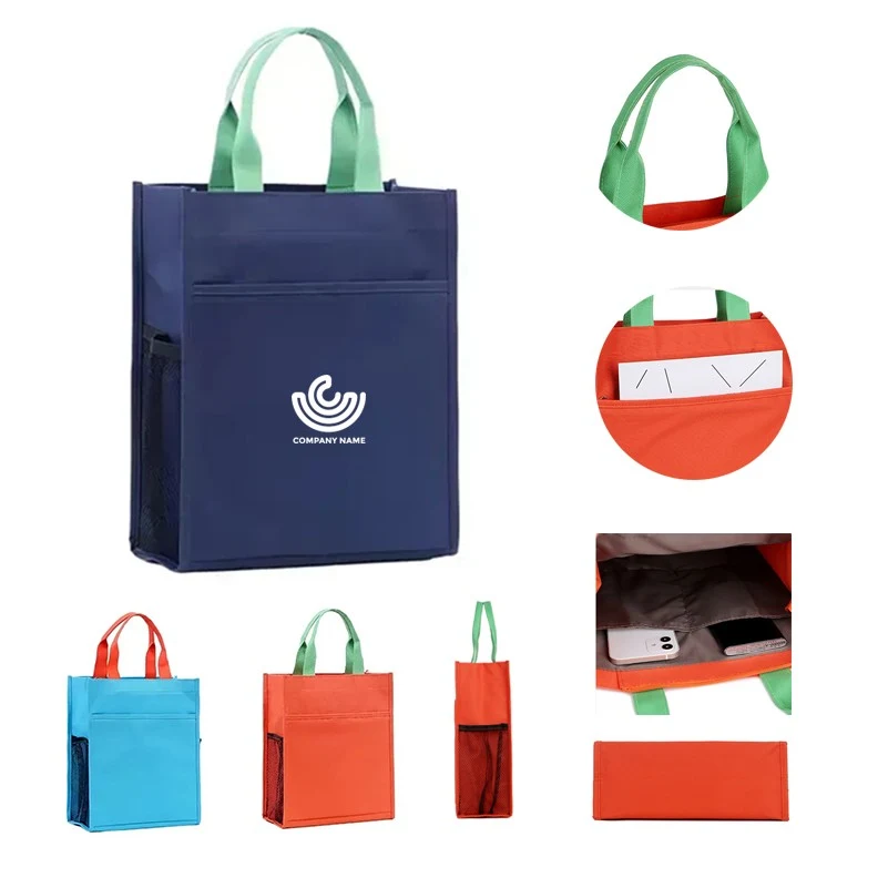 Promotional Reusable Document Tote Bag with Mesh Pockets 1