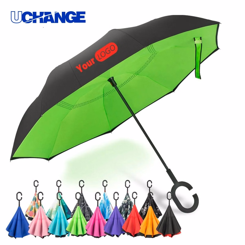 Double Layer C Shape Handle Inverted Reverse Umbrella