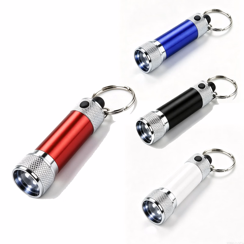 Mini Aluminum LED Keychain Flashlight with Built-in Battery