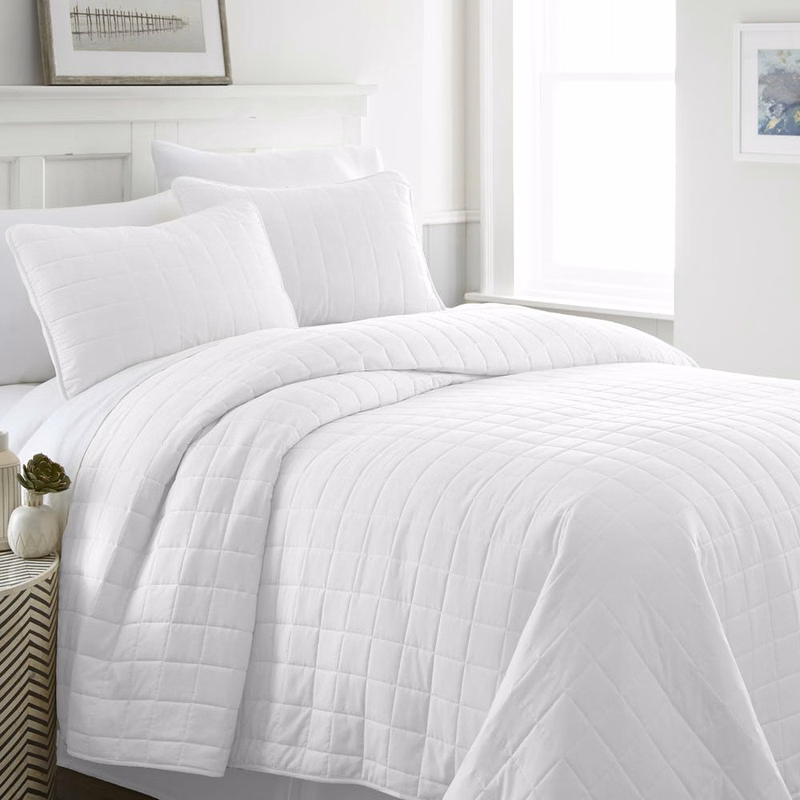 Quilted Coverlet Sets - White King 3 Piece