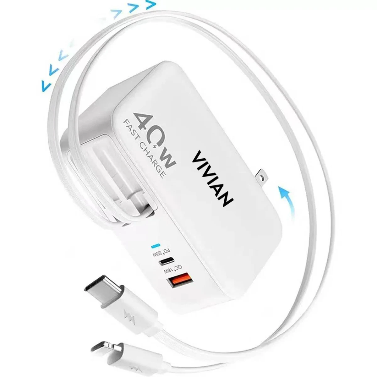 40W Dual Telescopic Cord Charger 1