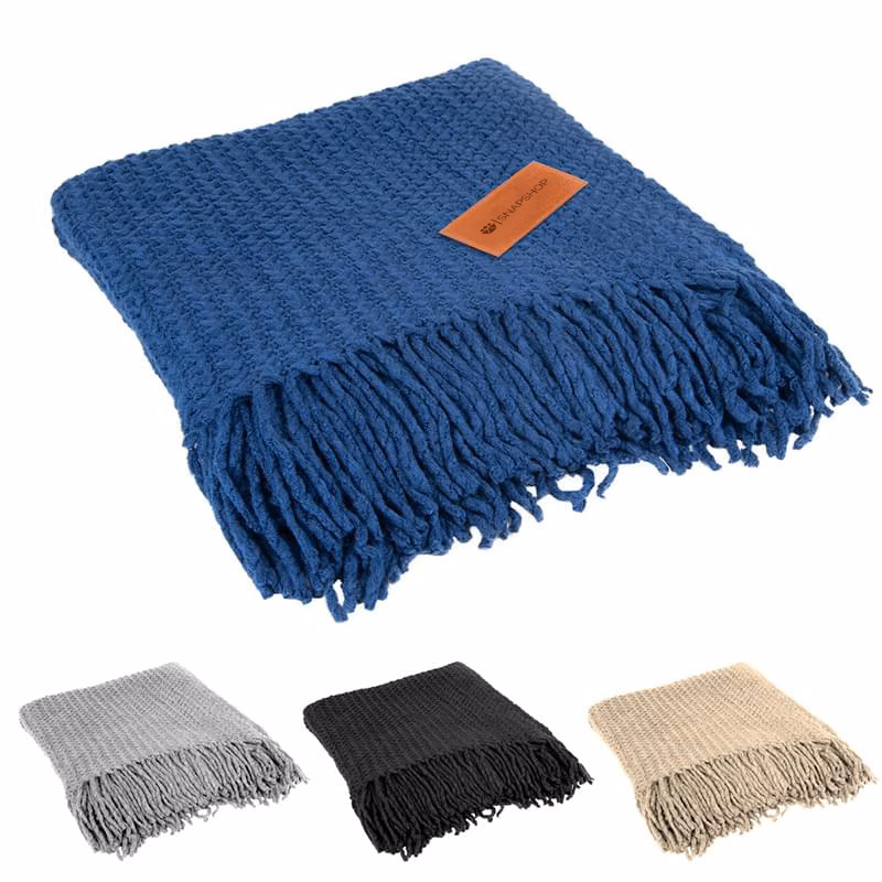 Large Knit Blanket With Fringe