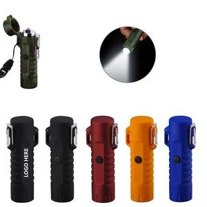 Rechargeable LED Flashlight Waterproof Case With Dual Arc Lighter 1