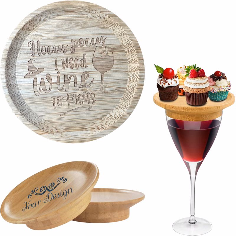 3.9" Round Bamboo Wine Glass Cover