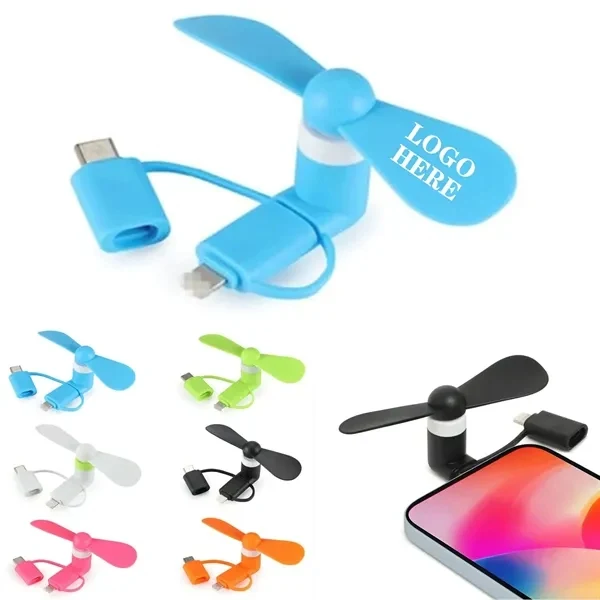 Custom Rubber Phone Fan with USB/Type-C/Lightning — Portable Desk Cooling Giveaway 1