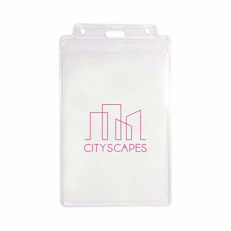 3.88" W x 6.63" H - Vertical Clear Vinyl Badge Holder (1 Color Imprint)