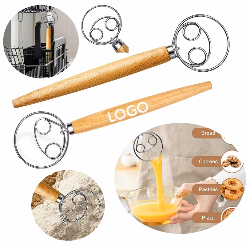 Wooden Handle Bread Dough Whisk