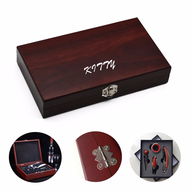 Rosewood Finish 5-Piece Wine Gift Set
