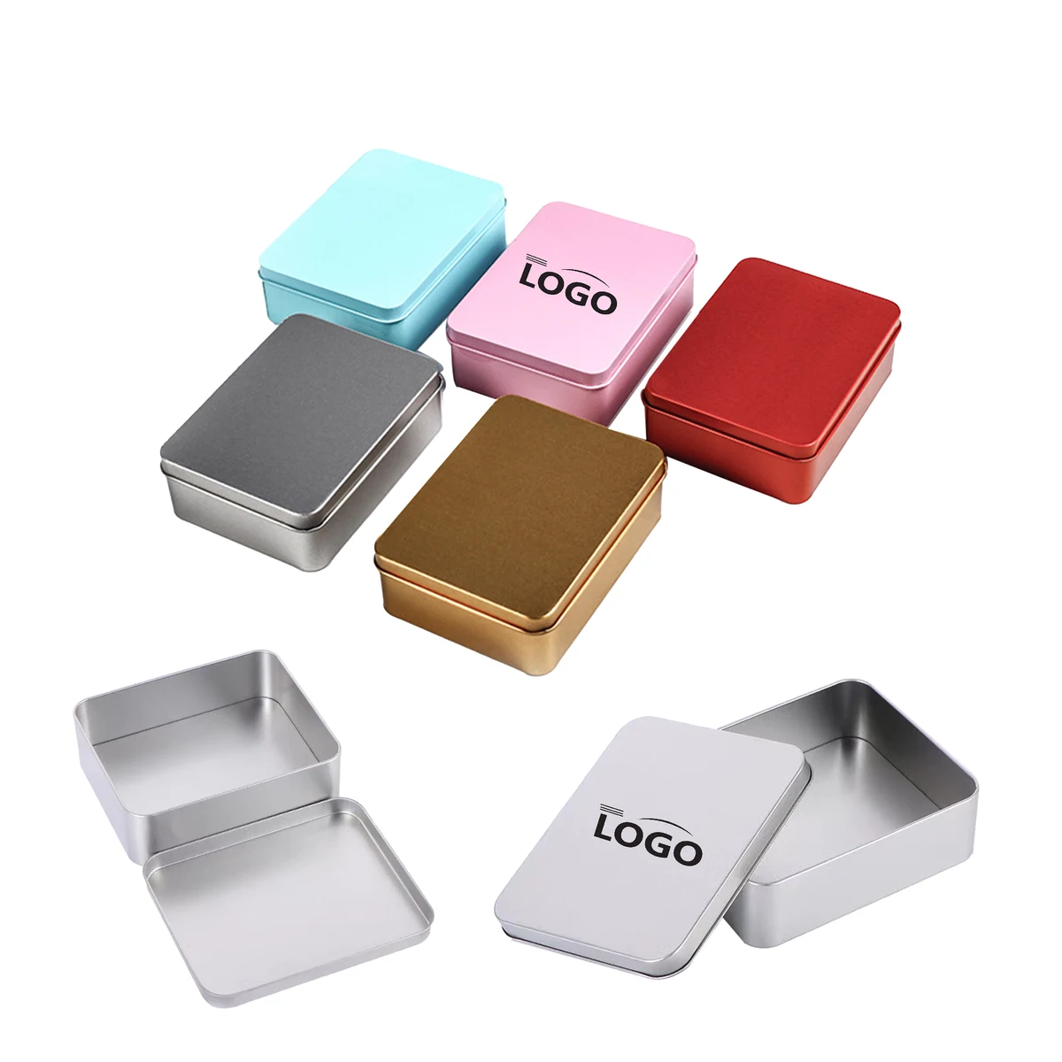 Retcangular Portable Storage Hinged Tin Box 1