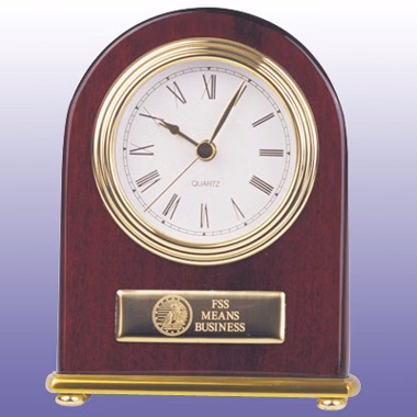 ROSEWOOD CLOCK WITH G/P ACCENT - ARCH STYLE