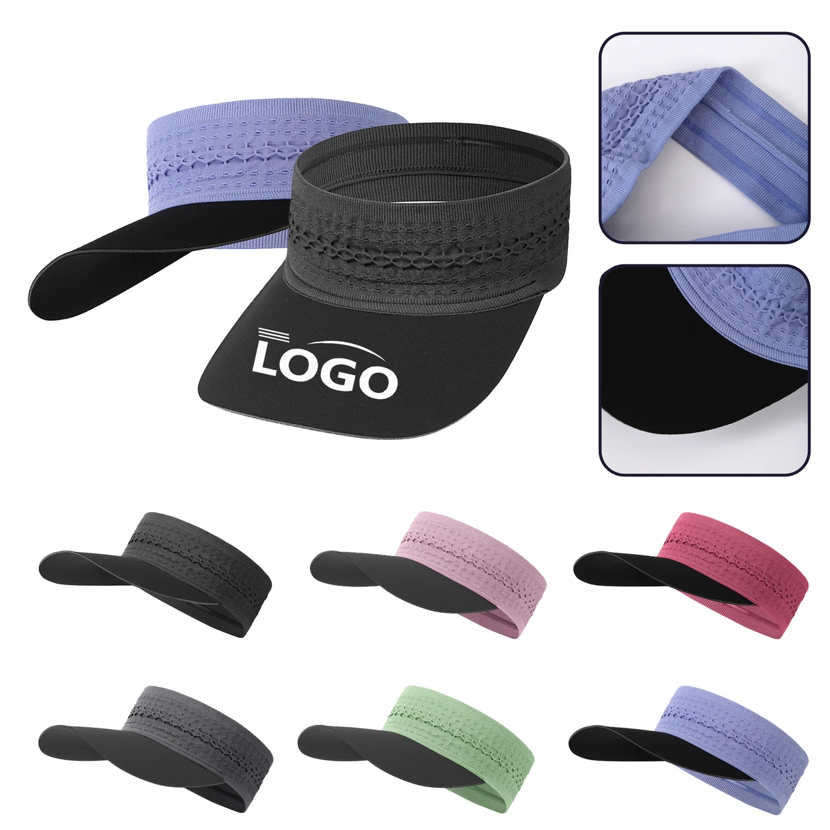 Open Top Sun Hat With Ribbed Fabric Headband 1