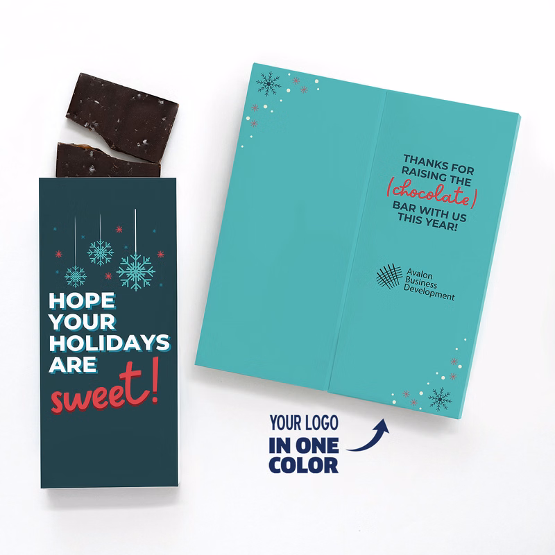 One Color Foil-Stamped Stock Holiday Sentiment Sweeter Cards with Sea Salt Caramel Chocolate Bar