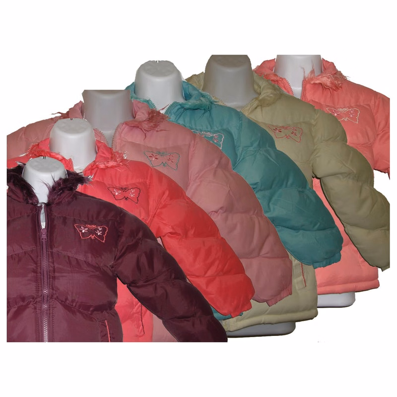 Girls' Puffy Jackets - 4-7 Hooded Assorted Colors