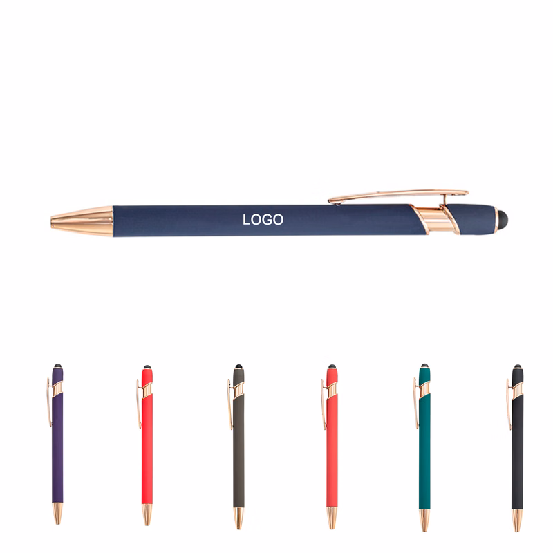 2-in-1 Rose Gold Ballpoint Pen with Stylus