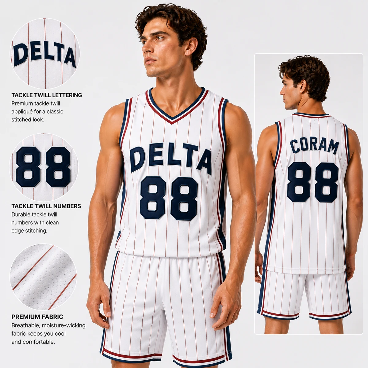 UPHILL™ Tackle Twill Basketball Uniform - Jersey & Shorts 1
