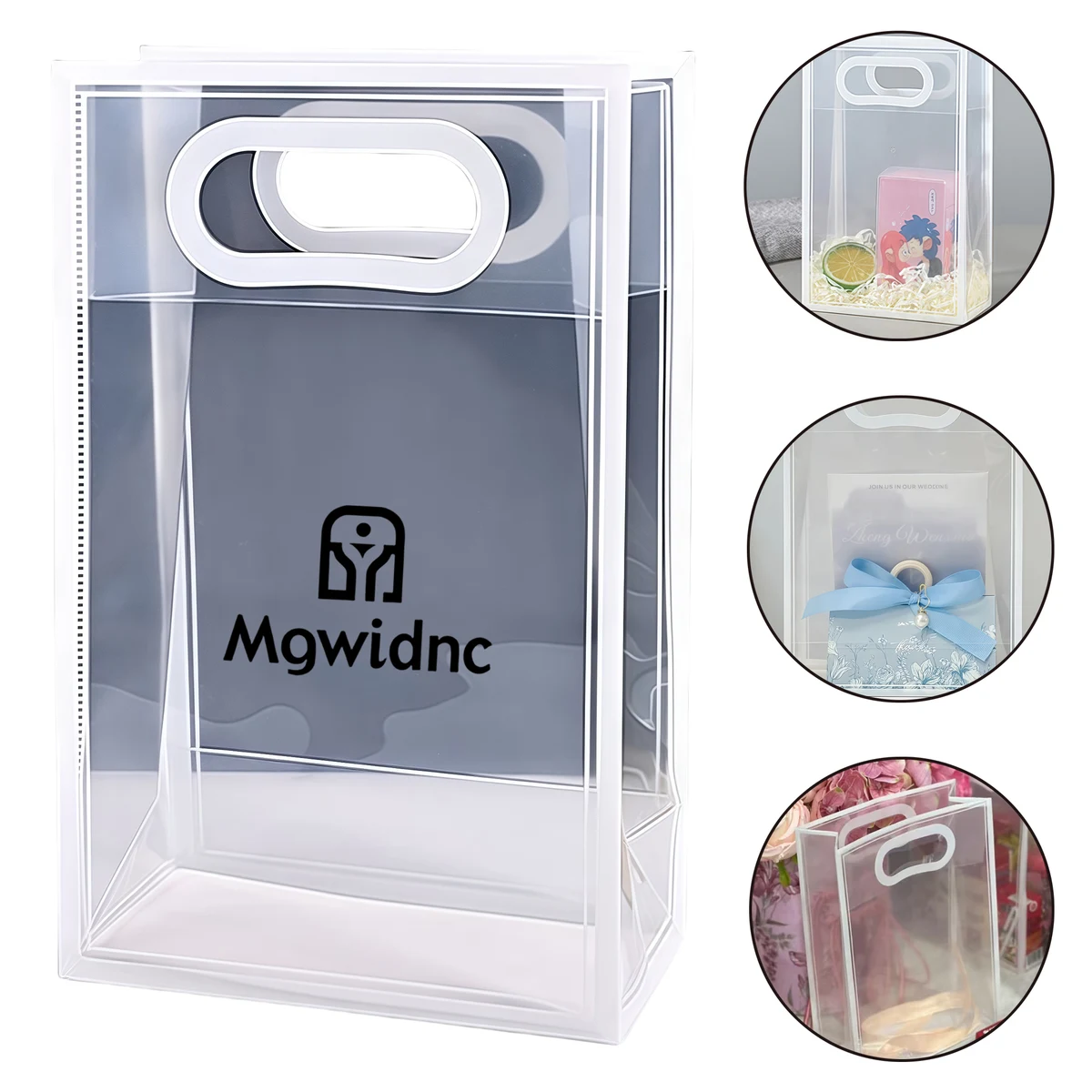 Clear Gift Bags for Cosmetics Wedding Favor Bags Durable Reusable Plastic Tote with Handles 35x24x10 1