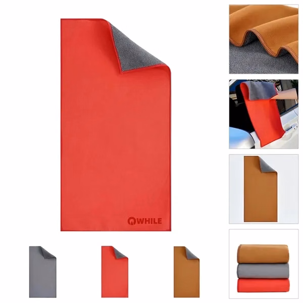 Custom Microfiber Chamois Car Cleaning Cloth 11.81 x 15.75 — Auto Detailing Gift