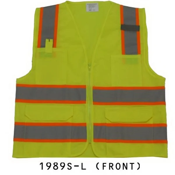 Ansi Class 2 Safety Vest , 2 Tone, Solid, Lime 1
