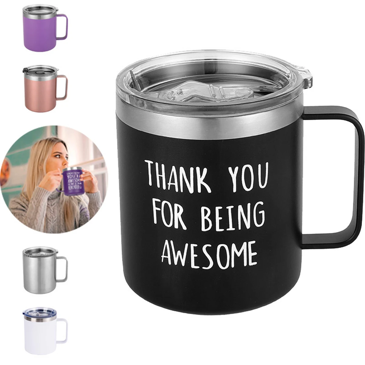 12 oz. Stainless Steel Slim Mug with Handle 1