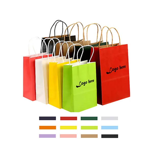 MOQ50 Durable Coloured Kraft Paper Tote Bag For Branding 1