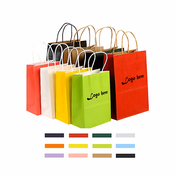 MOQ50 Durable Coloured Kraft Paper Tote Bag For Branding