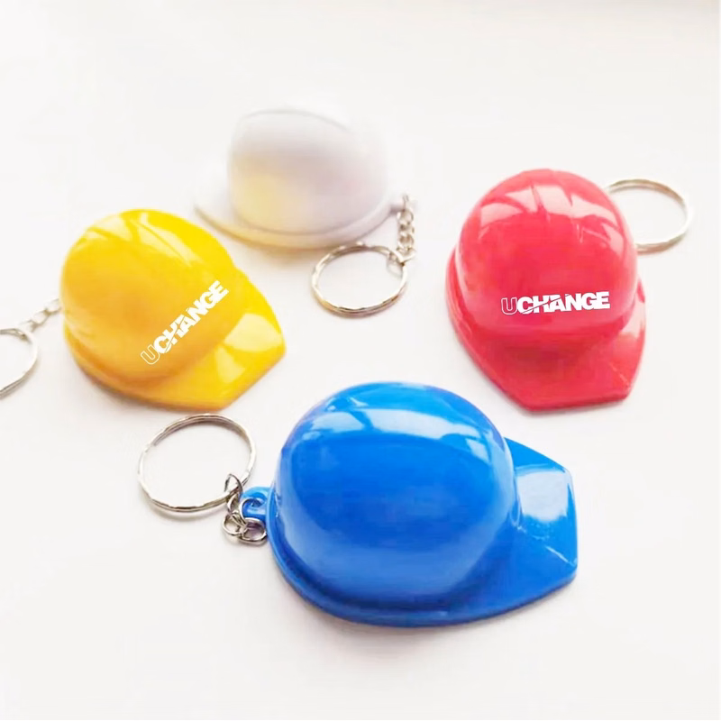 Promotional Construction Hard Hat Bottle Opener W/ Keychain