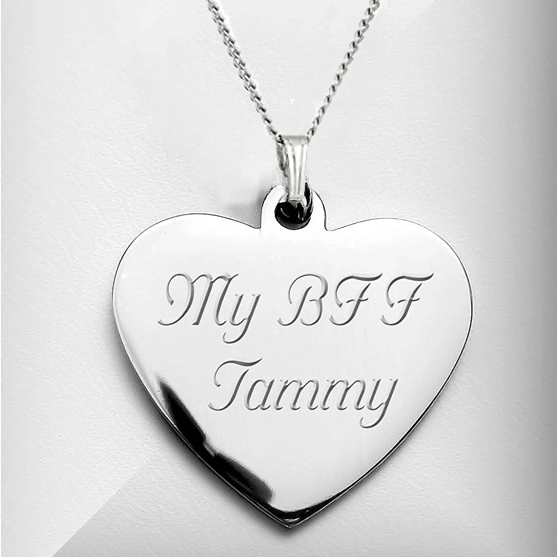 Personalized Engraved Stainless Steel Necklace - Heart 1