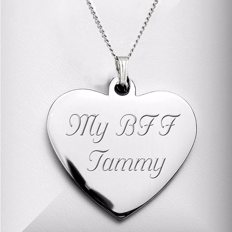 Personalized Engraved Stainless Steel Necklace - Heart