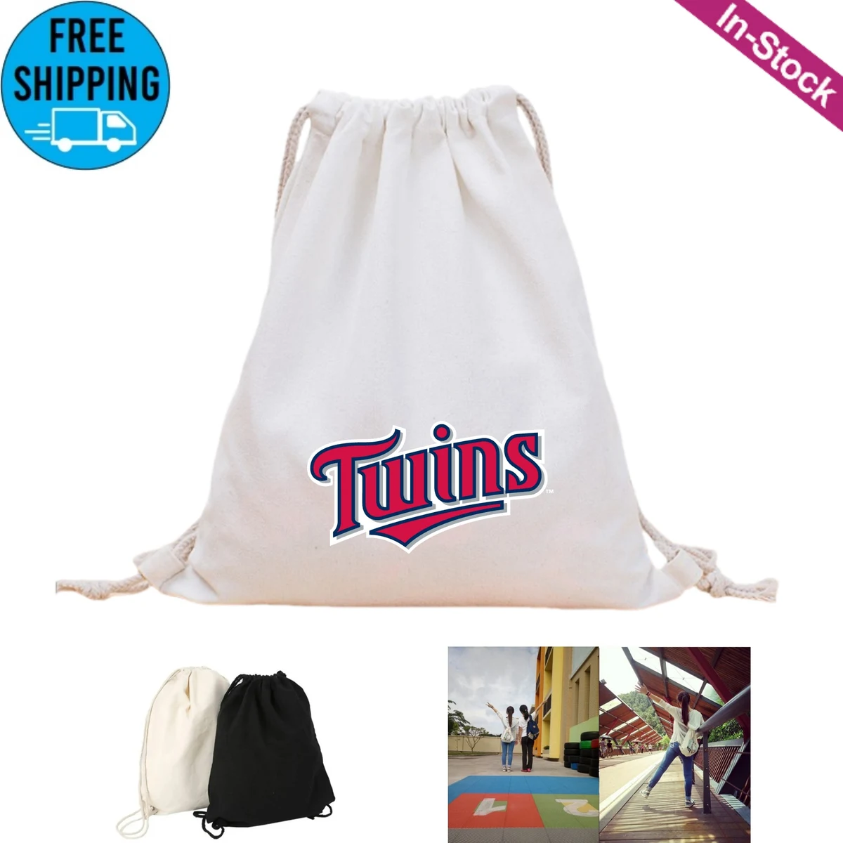 Canvas Drawstring Bag String Backpack 1