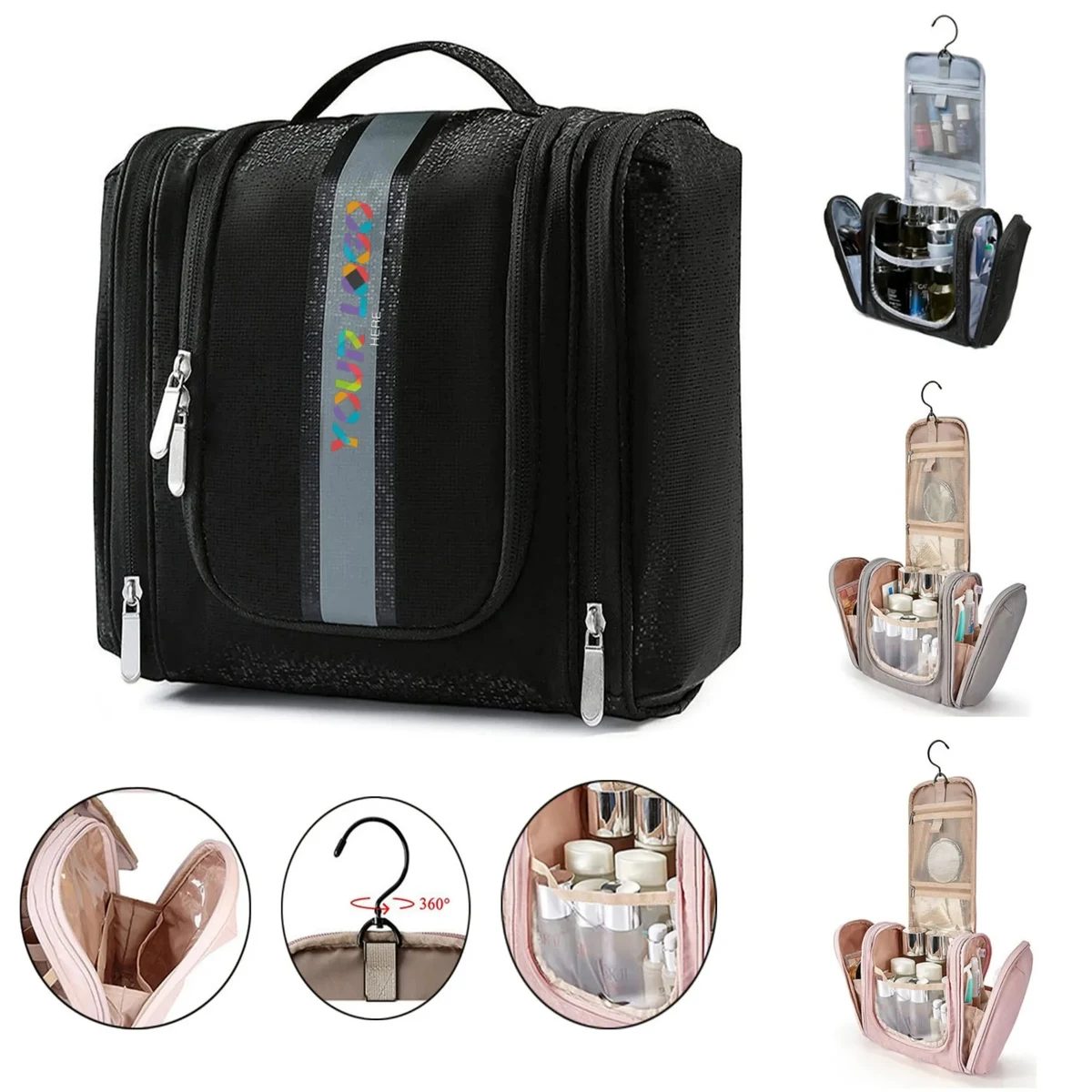Travel Toiletry Organizer Bag With Hanging Hook 1
