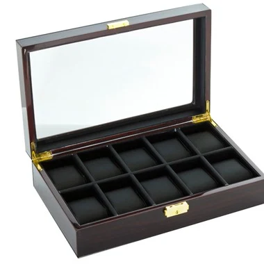 Ebony See Through 10 Watch Case - Clear Top 1