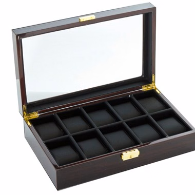 Ebony See Through 10 Watch Case - Clear Top