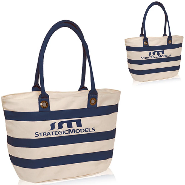 Striped Sailor 10 oz. Canvas Tote Bag, custom tote bag with logo imprint 1