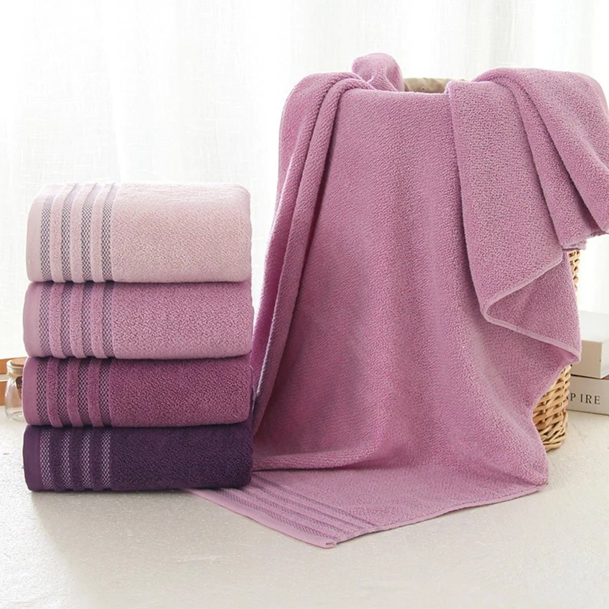 Pure Cotton Purple Towels 1