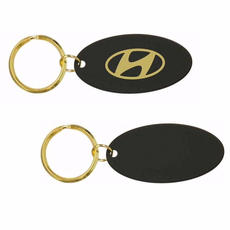Gold Plated/Black Brass Oval Keyring (1.25" x 2.25")